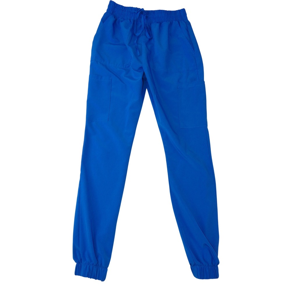 EliteMed Performance Womens Royal Blue Scrub Joggers Small Cargo Pockets 3823